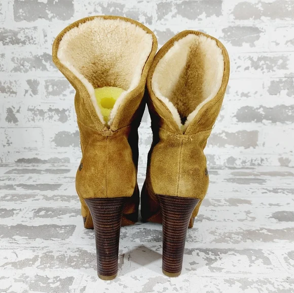 Ugg Dandelion Chestnut Brown Suede Winter Ankle Boots V406 - Picture 4 of 10